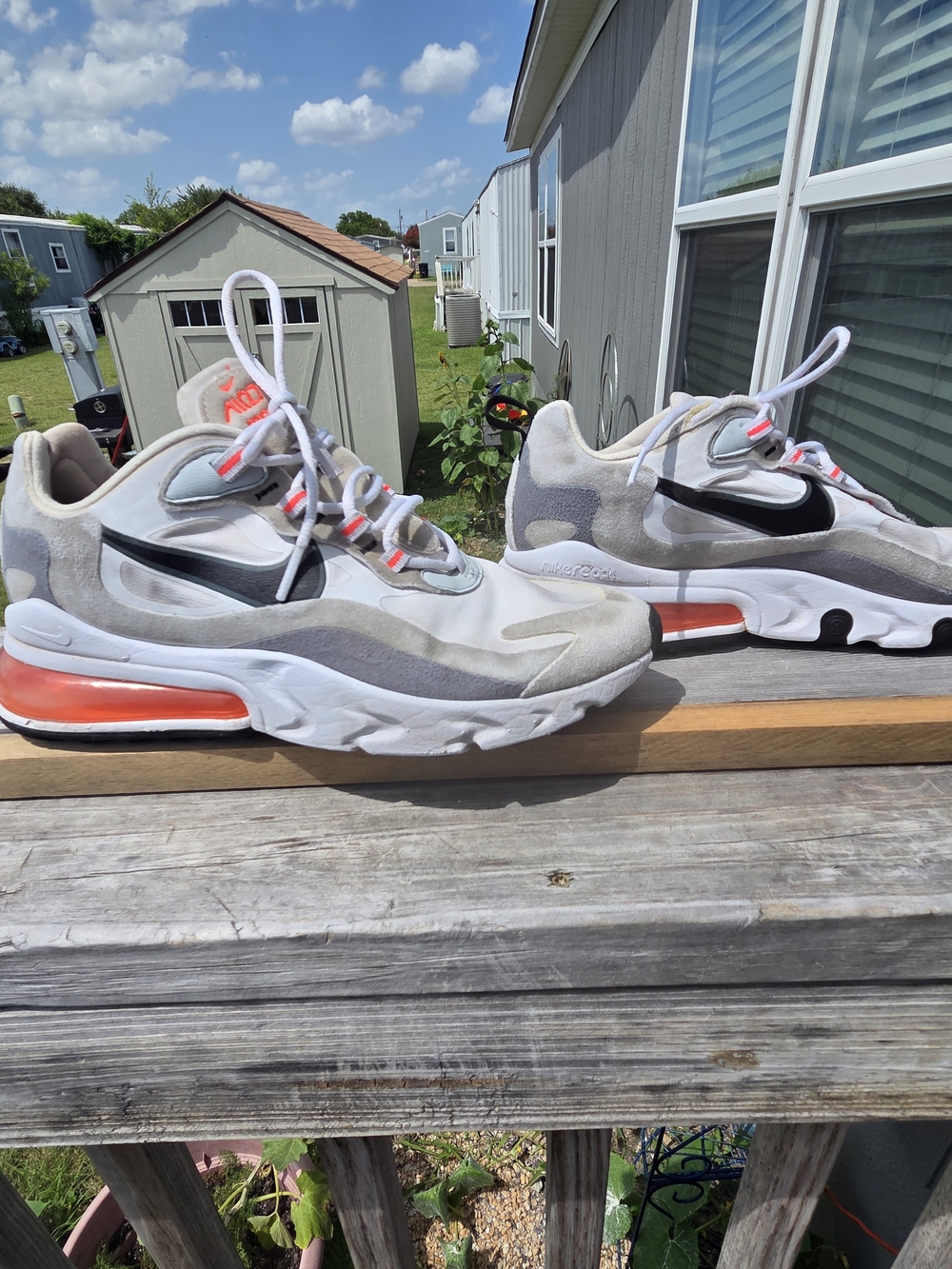 Nike White, Gray & Black Athletic Sneakers with Orange Air Accent